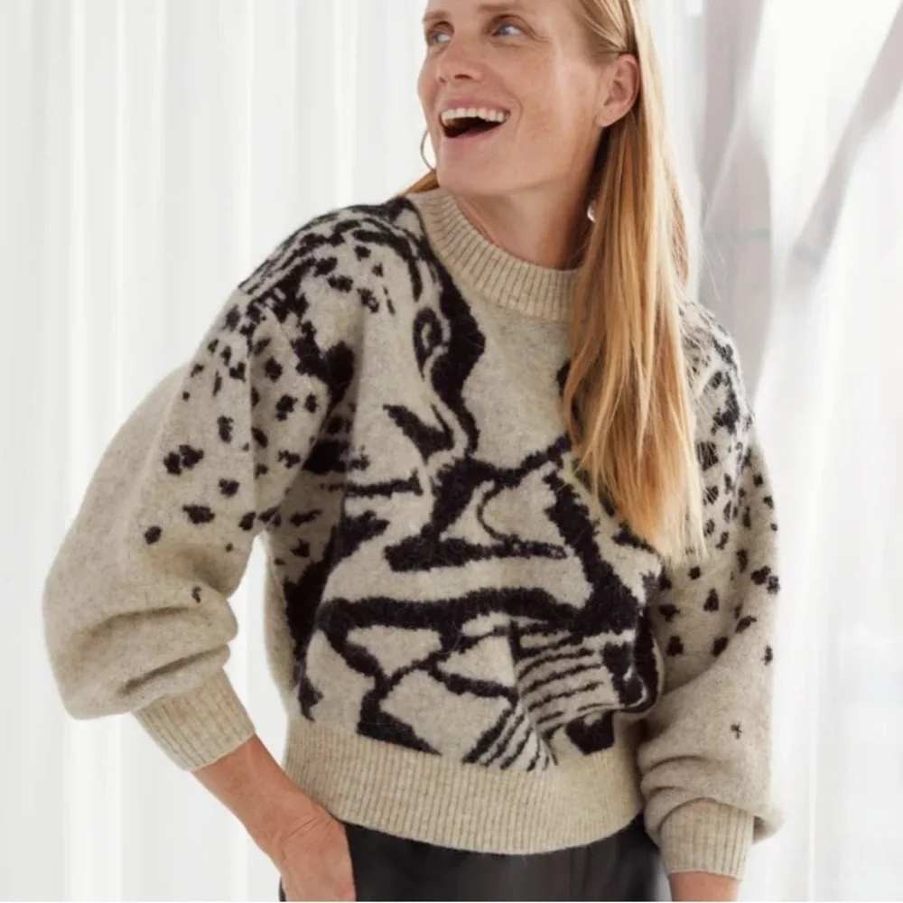 & OTHER STORIES Sweater Women's Large Alpaca Wool Jacquard Knit Pullover